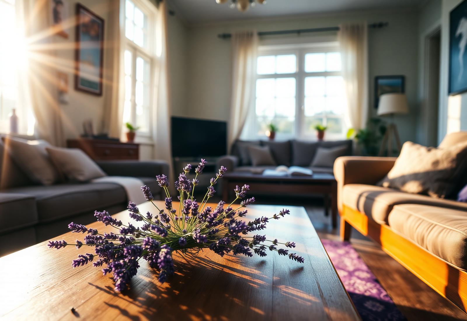 Warm interior with lavender